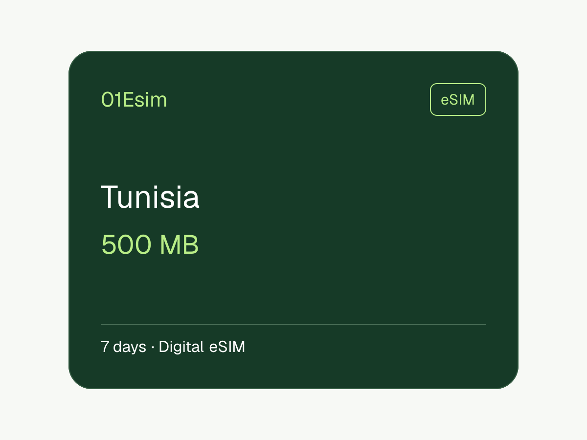 eSIM — Тунис · 500 МБ · 7 дней