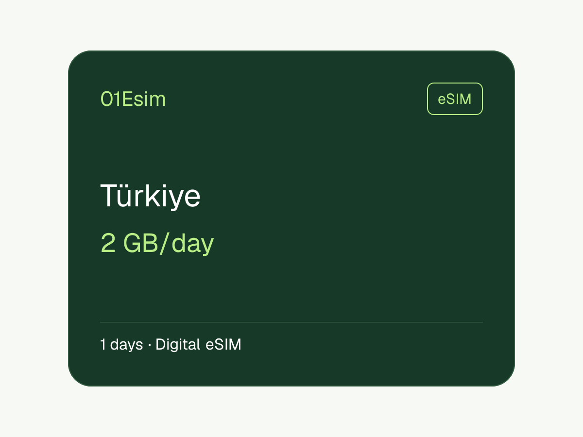 eSIM: Turquía · 2 GB/día · 1 día
