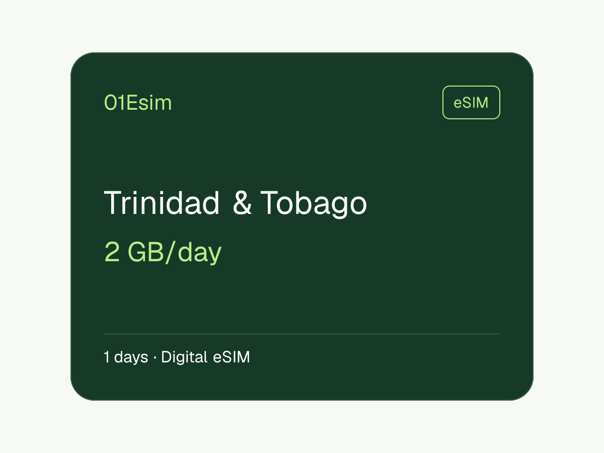 eSIM : Trinité-et-Tobago · 2 Go/jour · 1 jour
