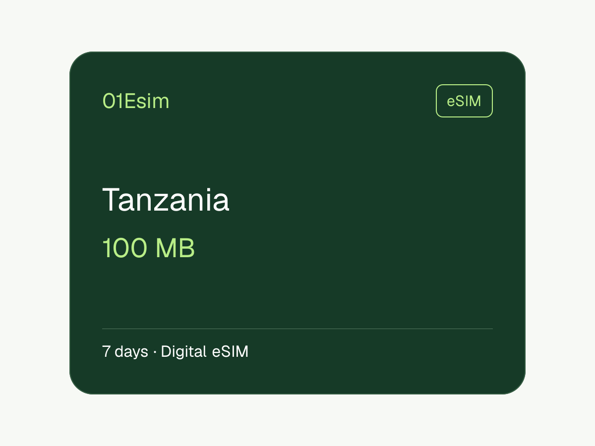 eSIM: Tanzania · 100 MB · 7 días