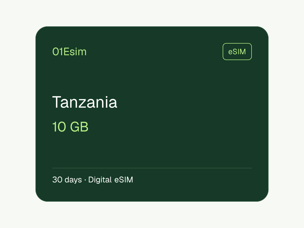 eSIM: Tanzania · 10 GB · 30 días