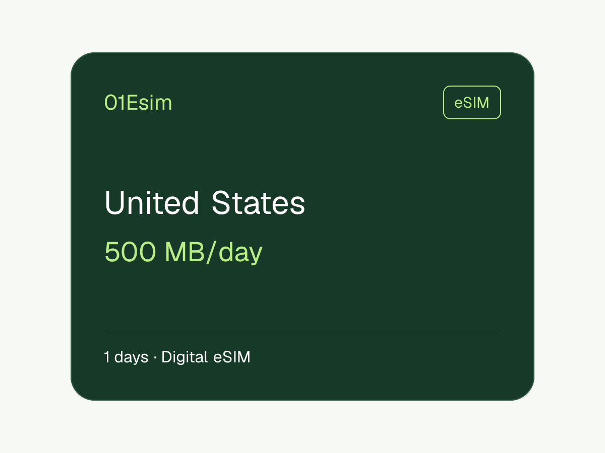 eSIM: Estados Unidos · 500 MB/día · 1 día