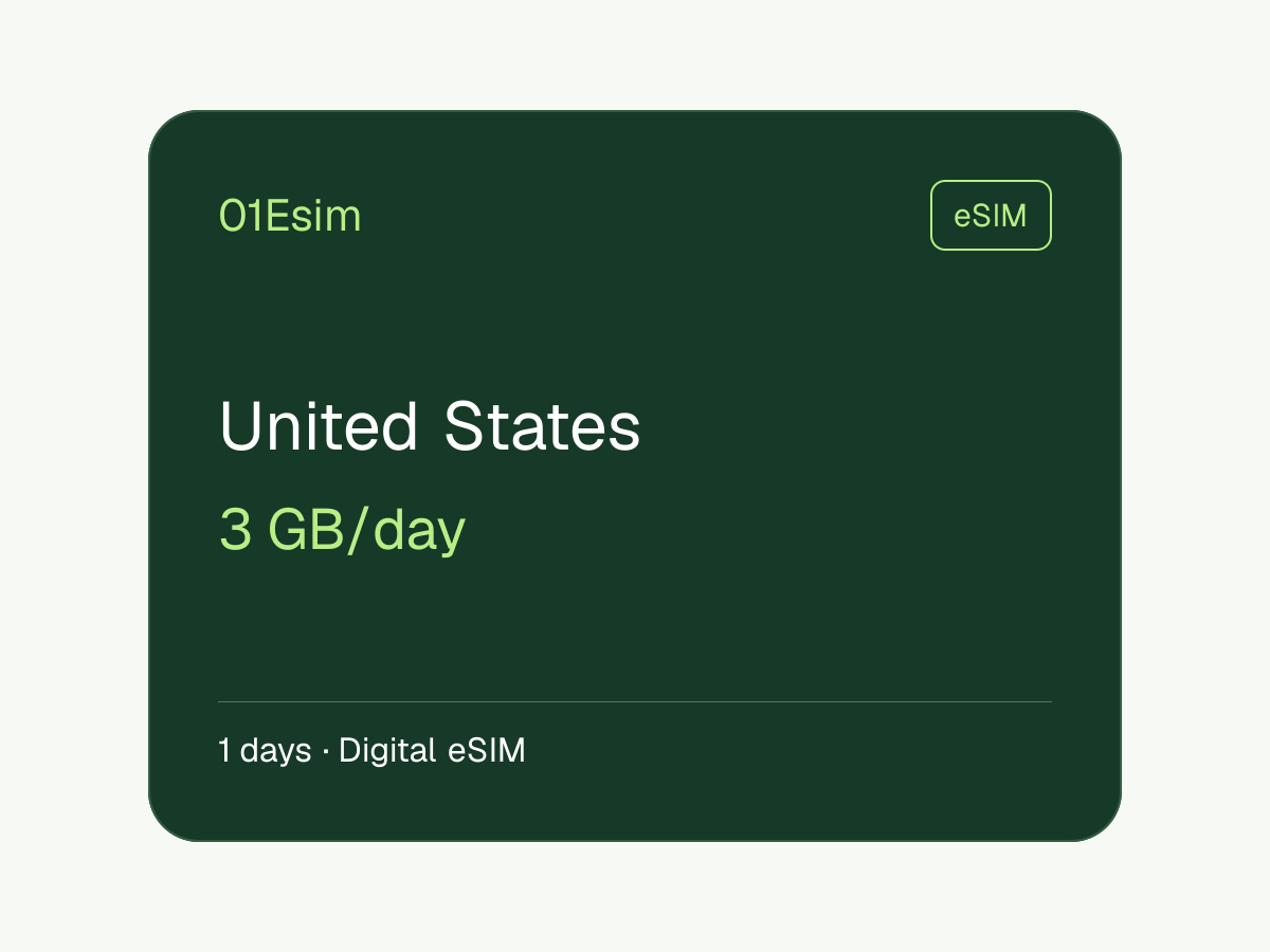 eSIM: Estados Unidos · 3 GB/día · 1 día