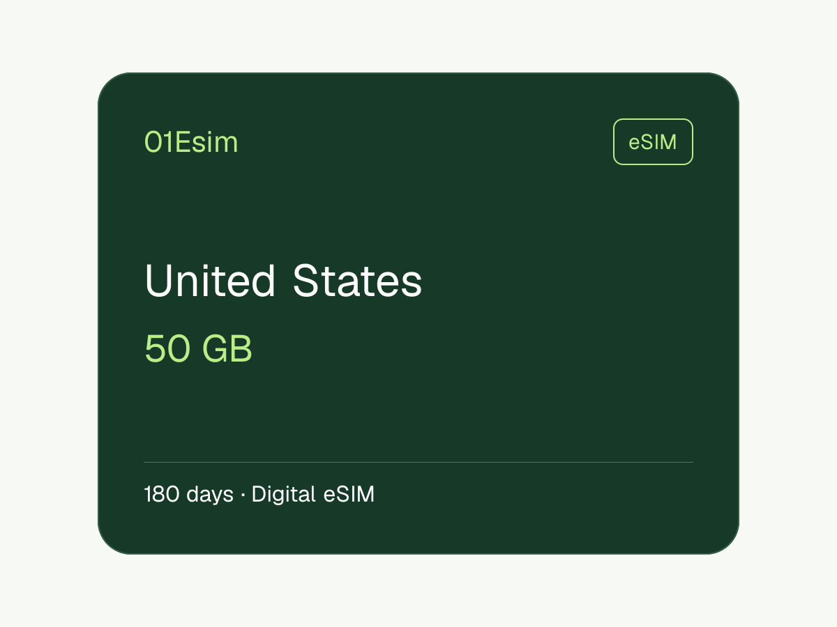 eSIM: Vereinigte Staaten · 50 GB · 180 Tage