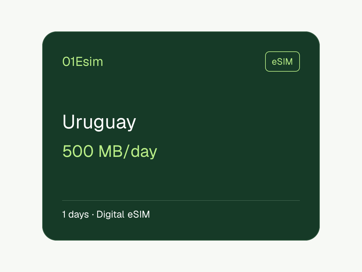 eSIM: Uruguay · 500 MB/día · 1 día