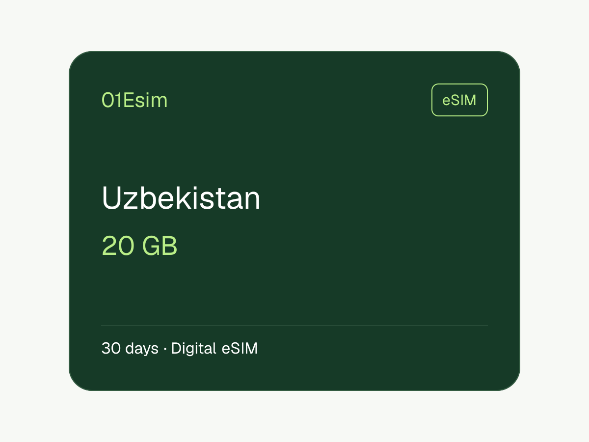 eSIM: Uzbekistán · 20 GB · 30 días