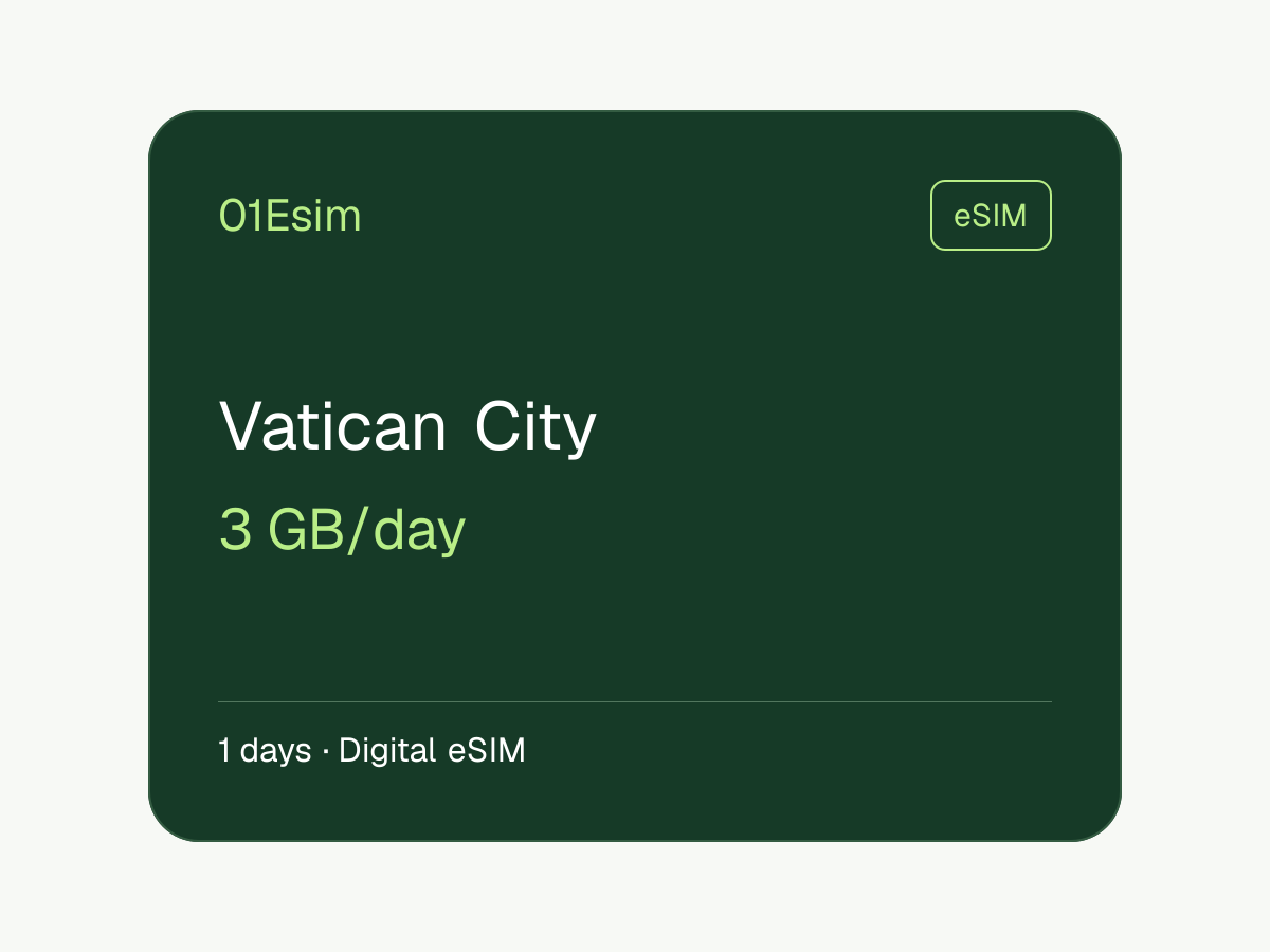 eSIM : État de la Cité du Vatican · 3 Go/jour · 1 jour