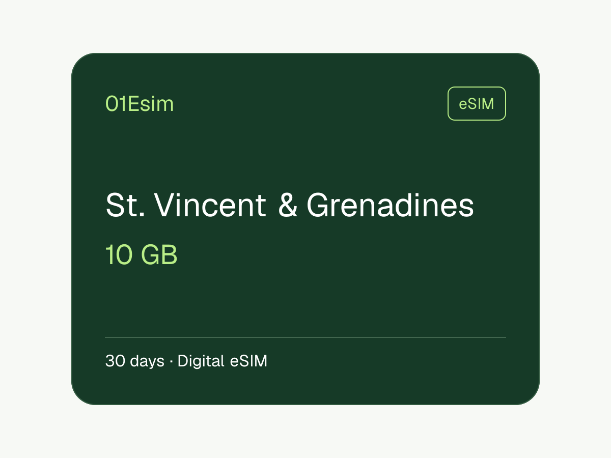 eSIM : Saint-Vincent-et-les Grenadines · 10 Go · 30 jours