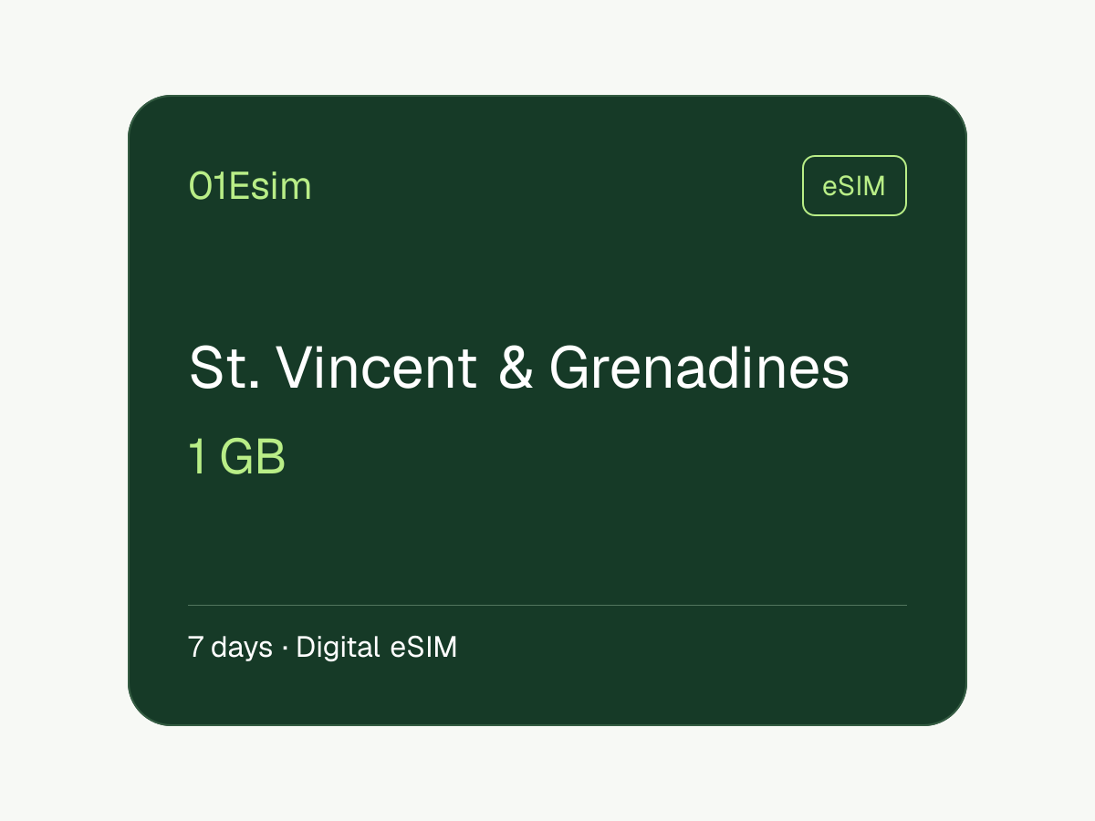 eSIM : Saint-Vincent-et-les Grenadines · 1 Go · 7 jours