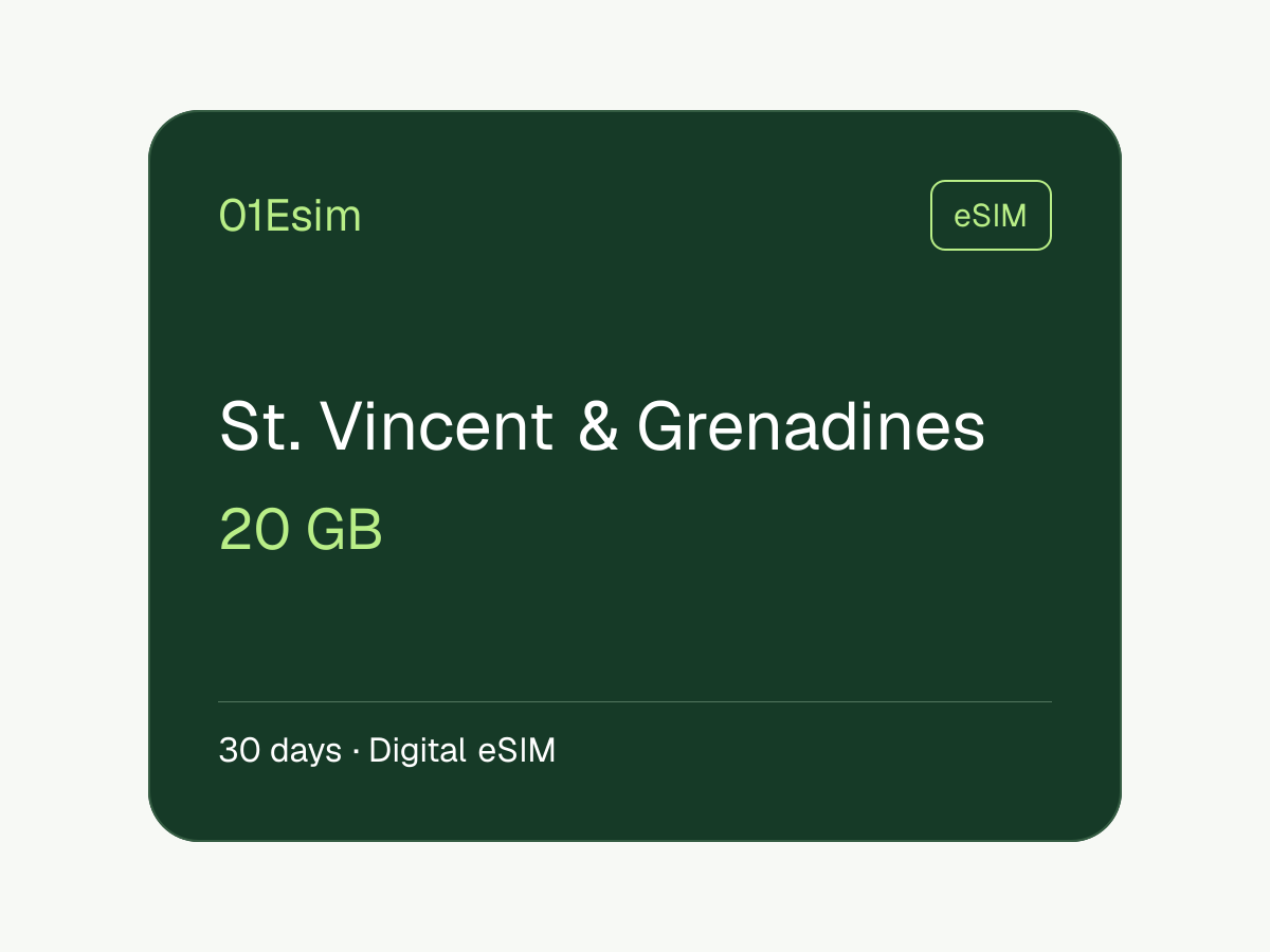 eSIM : Saint-Vincent-et-les Grenadines · 20 Go · 30 jours