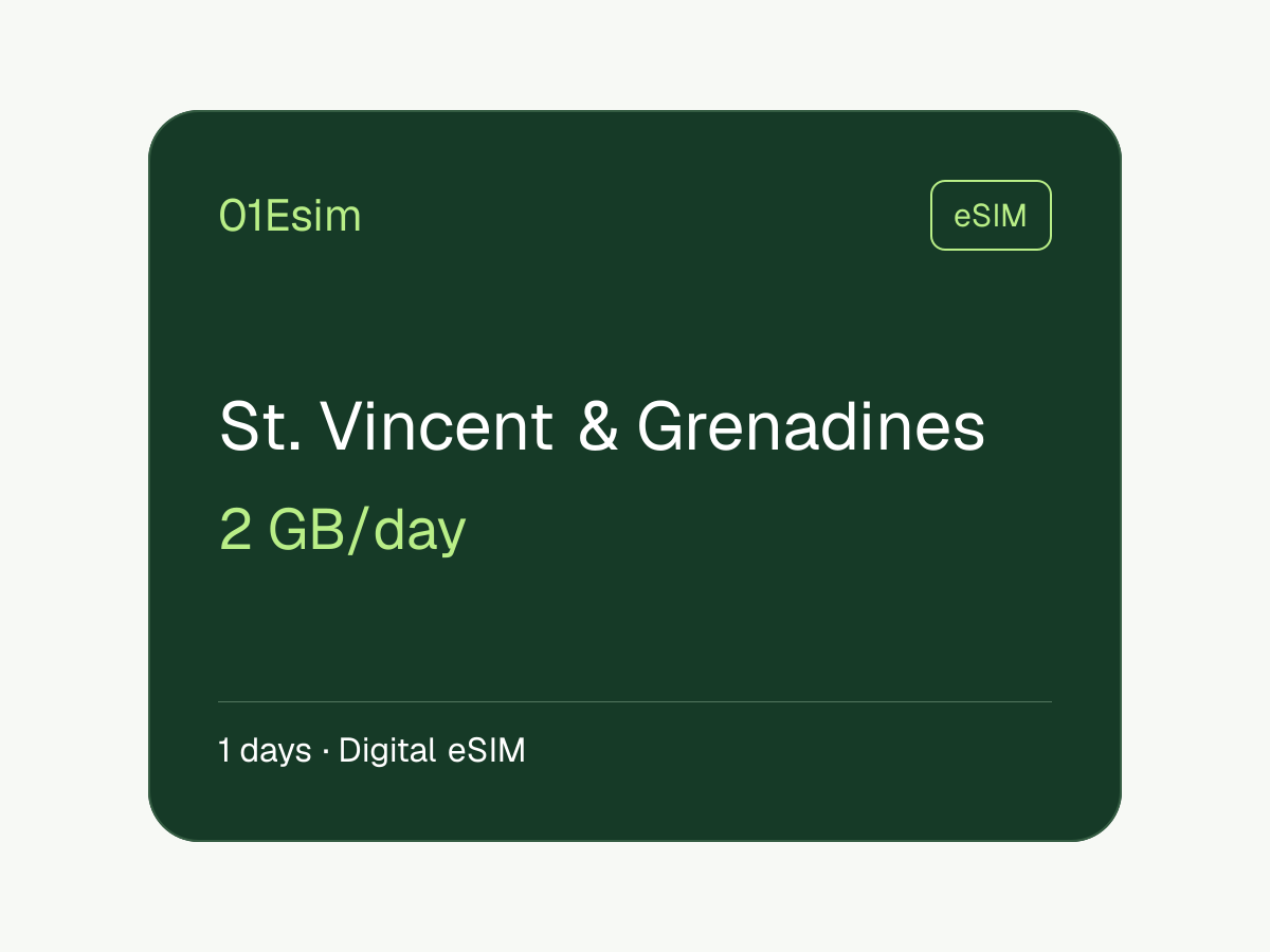 eSIM : Saint-Vincent-et-les Grenadines · 2 Go/jour · 1 jour