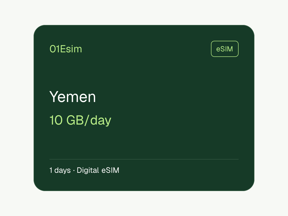 eSIM: Yemen · 10 GB/día · 1 día