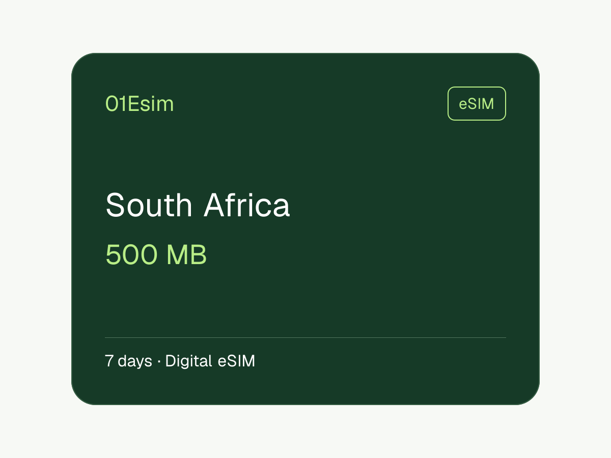 eSIM: Sudáfrica · 500 MB · 7 días